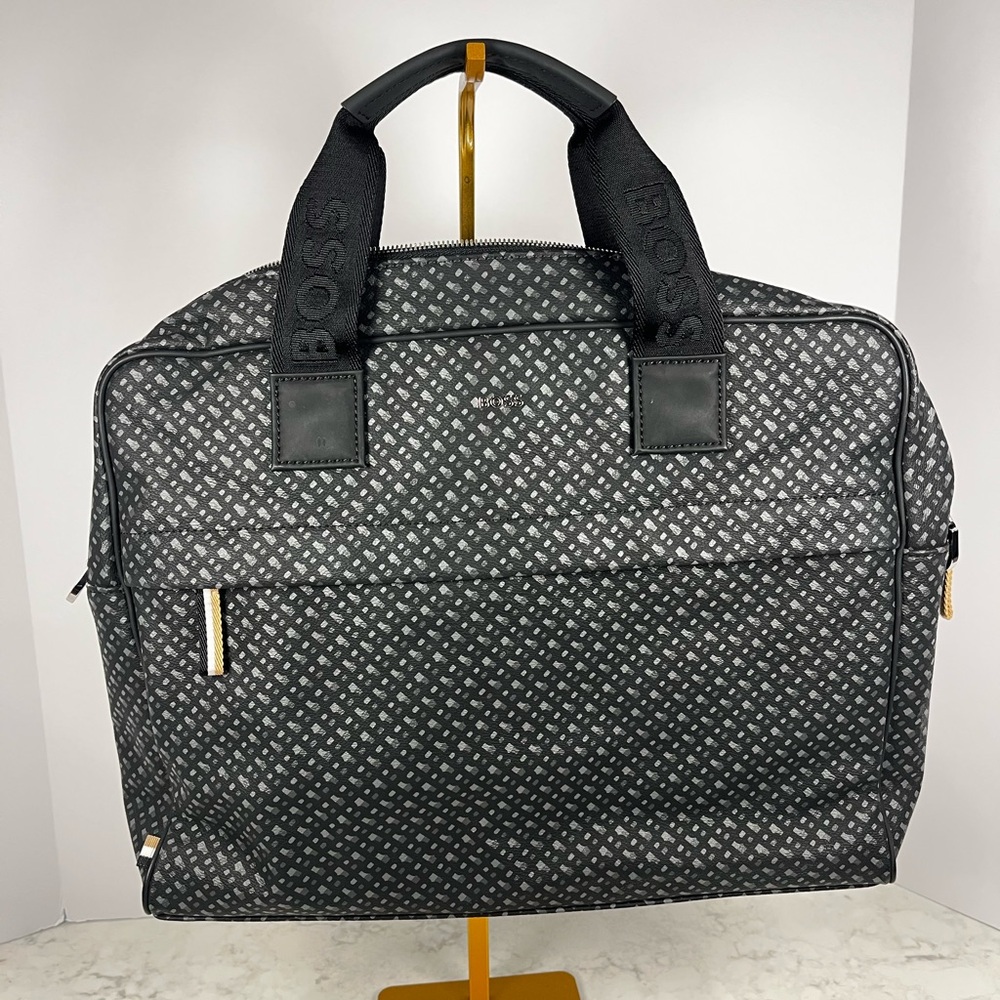 New! BOSS Gray Patterned briefcase